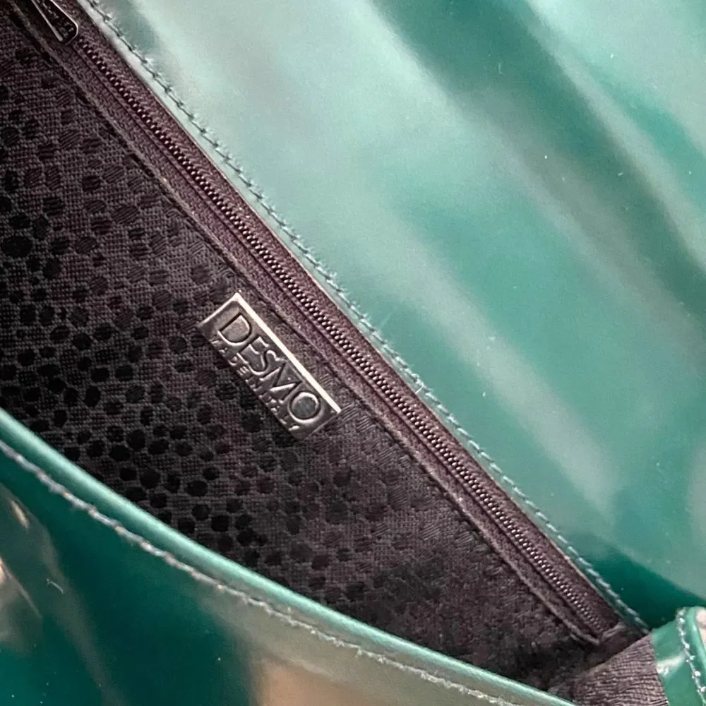 Desmo Made in Italy Elegant Green Leather Shoulder Bag